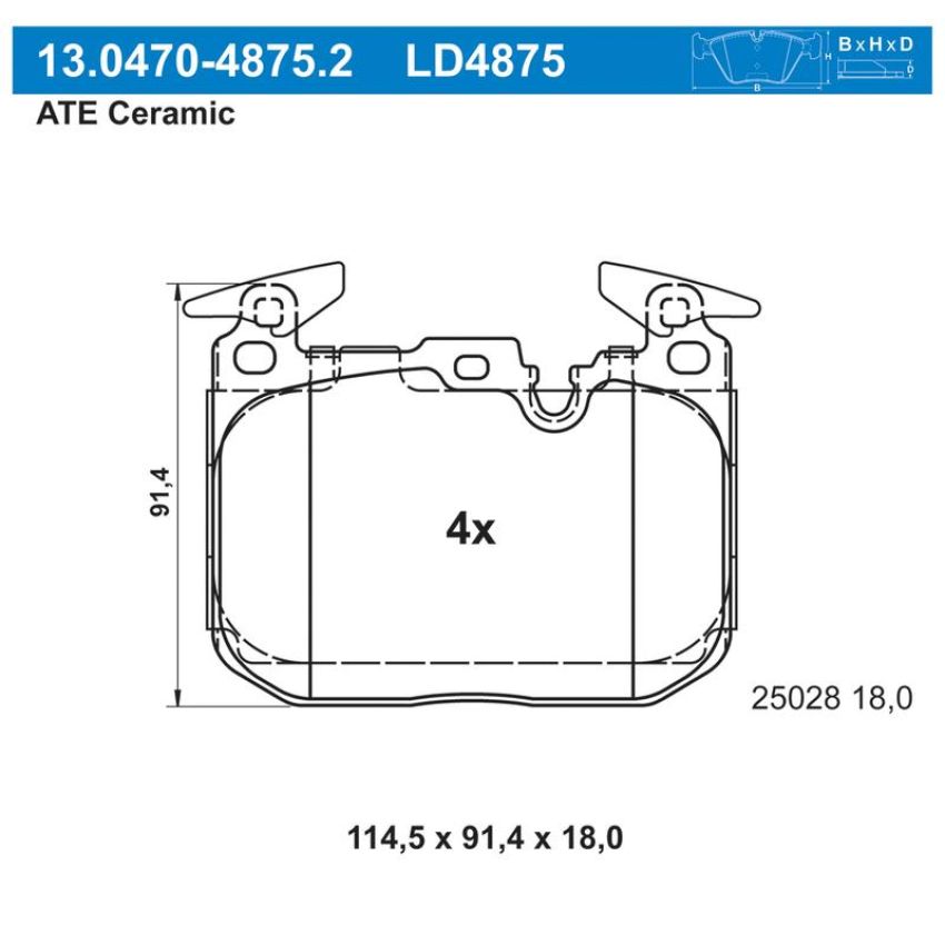 ATE LD4875 ATE Ceramic Front Disc Brake Pad Set LD4875 for BMW
