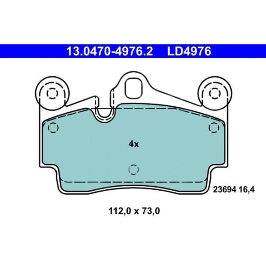 ATE LD4976 ATE Ceramic Rear Disc Brake Pad Set LD4976 for Audi, Porsche, Volkswagen