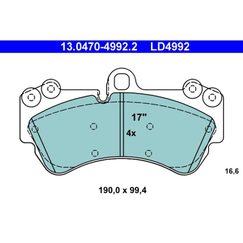 ATE LD4992 ATE Ceramic Front Disc Brake Pad Set LD4992 for Mercedes-Benz, Porsche, VW