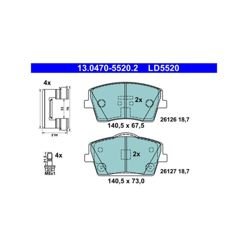 ATE LD5520 ATE Ceramic Front Disc Brake Pad Set LD5520 for Volvo