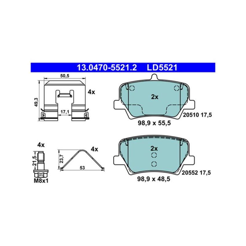 ATE LD5521 ATE Ceramic  Disc Brake Pad Set LD5521 for Volvo