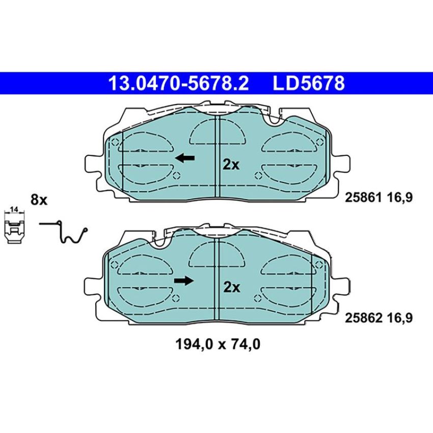 ATE LD5678 ATE Ceramic Front Disc Brake Pad Set LD5678 for Audi