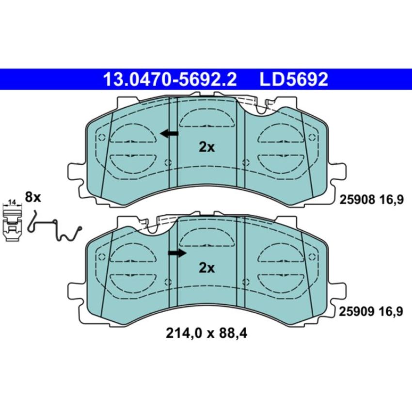 ATE LD5692 ATE Ceramic Front Disc Brake Pad Set LD5692 for Audi