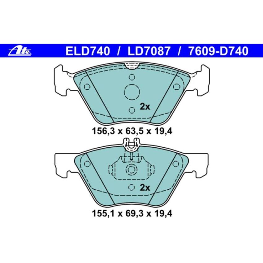 ATE LD7087 ATE Ceramic Front Disc Brake Pad Set LD7087 for Chrysler, Mercedes-Benz