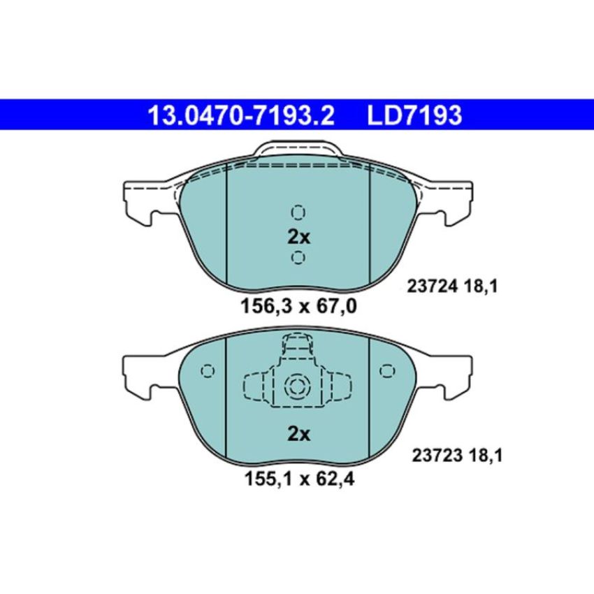 ATE LD7193 ATE Ceramic Front Disc Brake Pad Set LD7193 for Ford, Mazda, Volvo