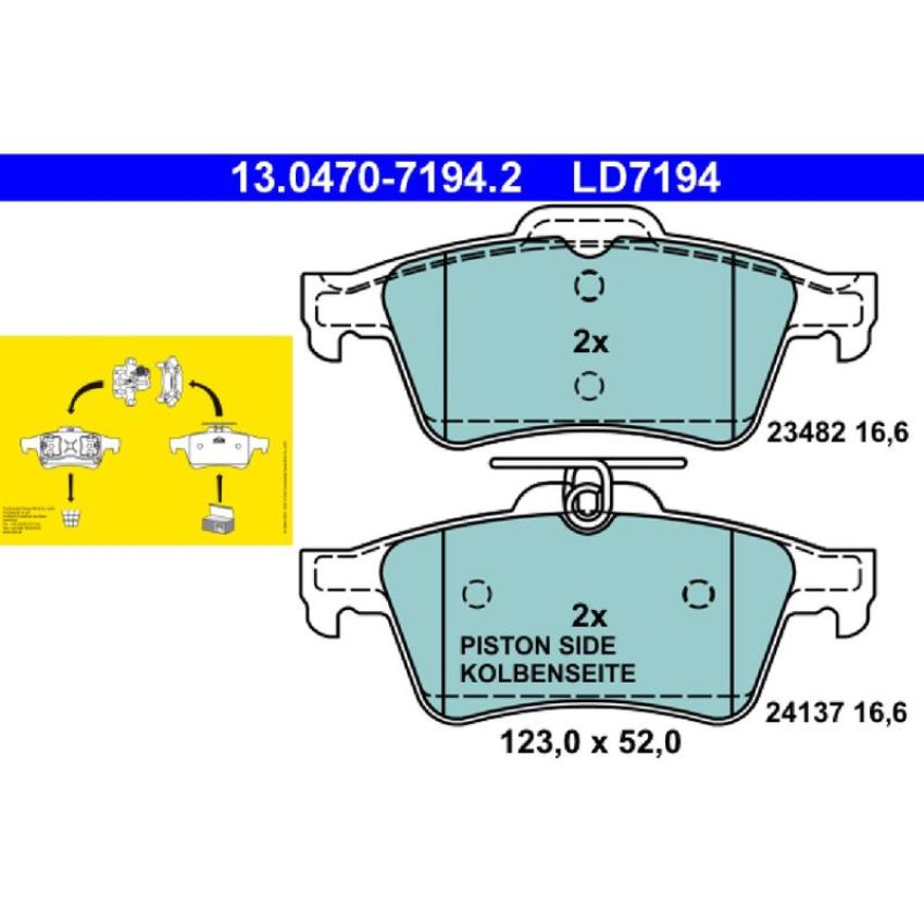 ATE LD7194 ATE Ceramic Rear Disc Brake Pad Set LD7194 for Mazda, Saab