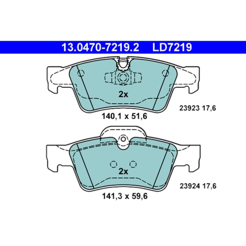 ATE LD7219 ATE Ceramic Front Disc Brake Pad Set LD7219 for Mercedes-Benz