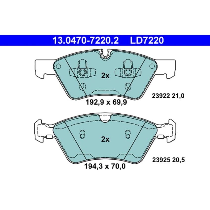 ATE LD7220 ATE Ceramic Front Disc Brake Pad Set LD7220 for Mercedes-Benz