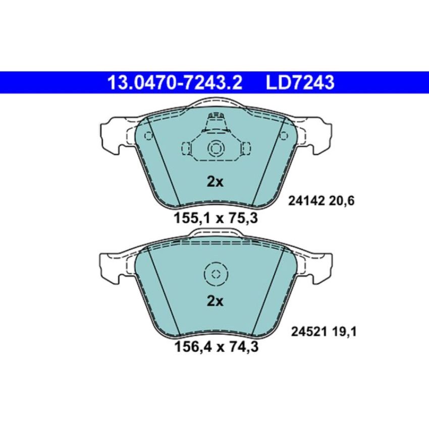 ATE LD7243 ATE Ceramic Front Disc Brake Pad Set LD7243 for Volvo