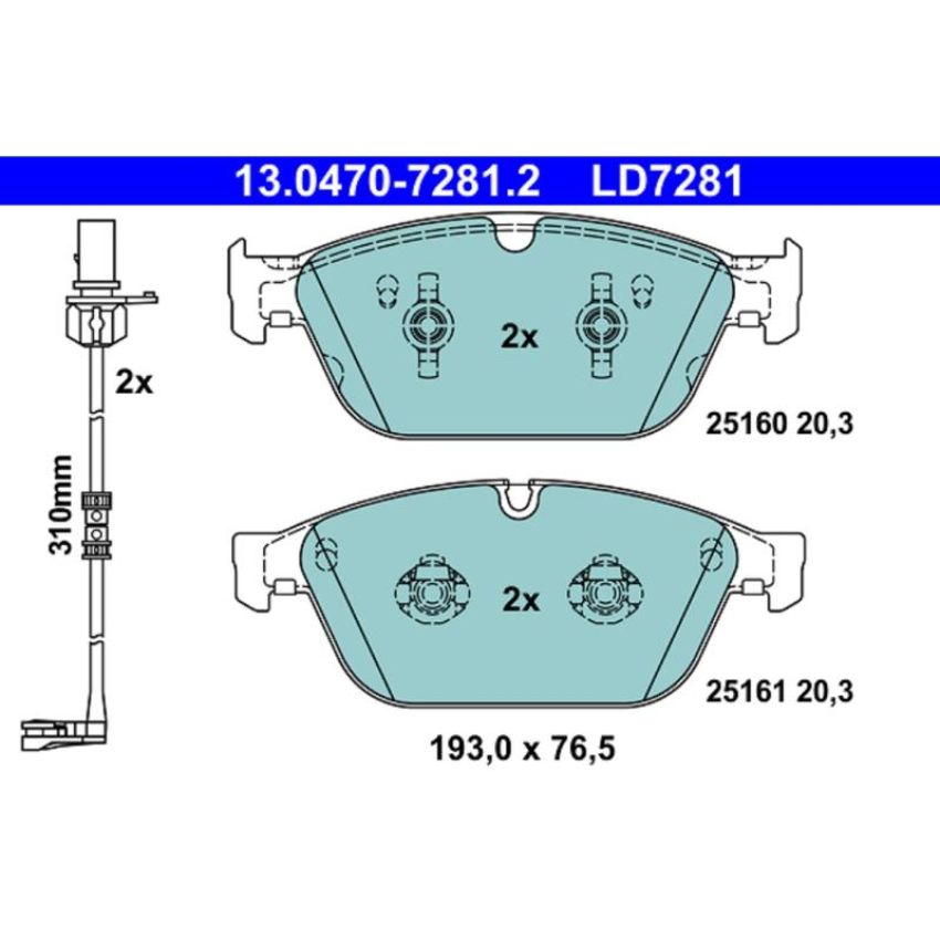 ATE LD7281 ATE Ceramic Rear Disc Brake Pad Set LD7281 for Audi