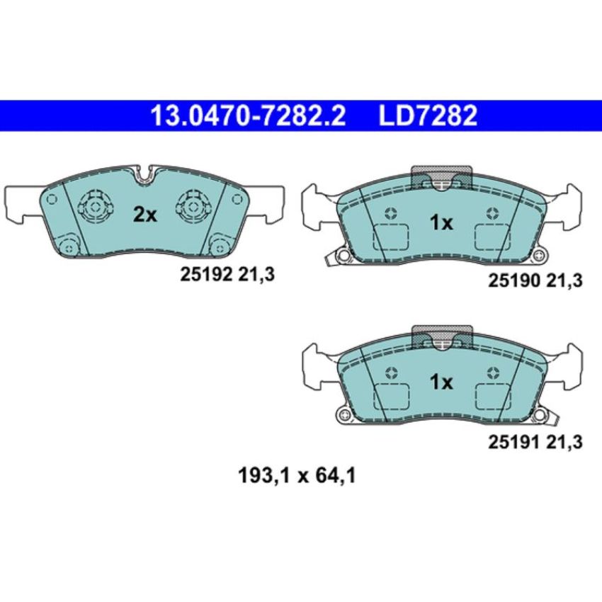 ATE LD7282 ATE Ceramic Rear Disc Brake Pad Set LD7282 for Dodge, Jeep, Mercedes-Benz