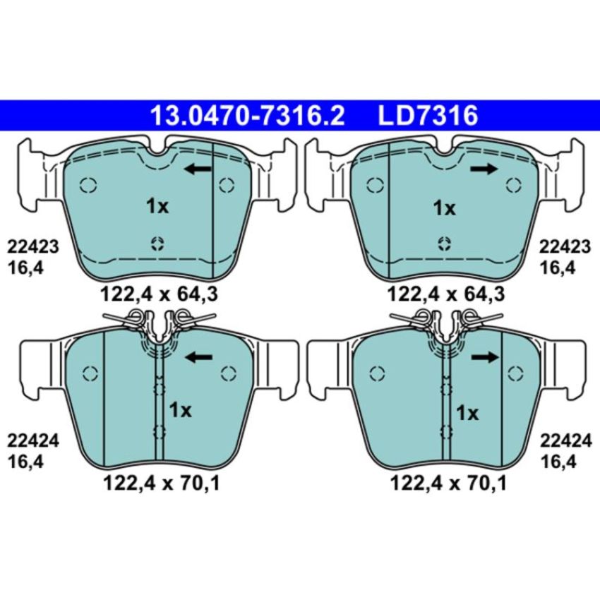 ATE LD7316 ATE Ceramic Rear Disc Brake Pad Set LD7316 for Mercedes-Benz