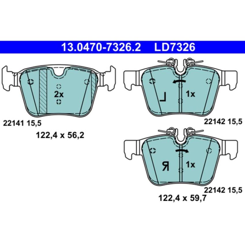 ATE LD7326 ATE Ceramic Rear Disc Brake Pad Set LD7326 for Jaguar, Land Rover