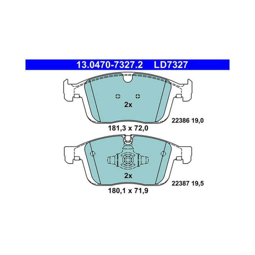 ATE LD7327 ATE Ceramic Front Disc Brake Pad Set LD7327 for Volvo