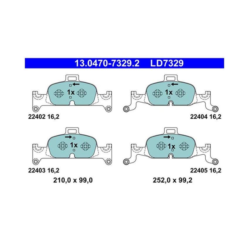 ATE LD7329 ATE Ceramic Front Disc Brake Pad Set LD7329 for Audi