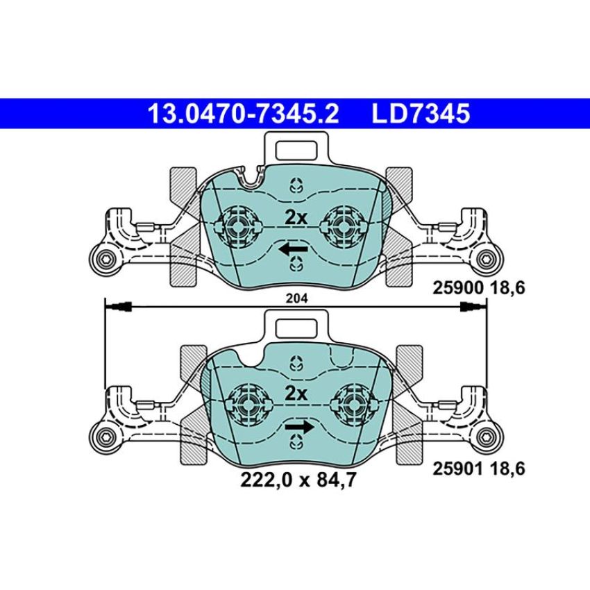 ATE LD7345 ATE Ceramic Front Disc Brake Pad Set LD7345 for BMW