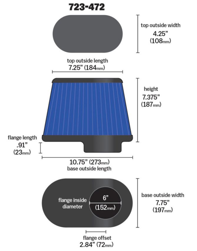 AIRAID 723-472 Universal Air Filter