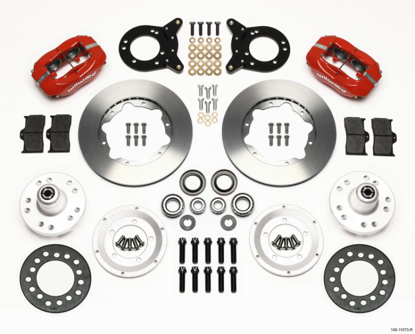 Wilwood 140-11073-R Forged Dynalite Front Kit 11.00in Red 1970-1973 Mustang Disc & Drum Spindle