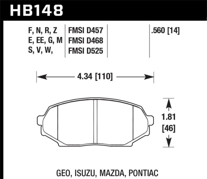 Hawk Performance HB148N.560 HP Plus Disc Brake Pad