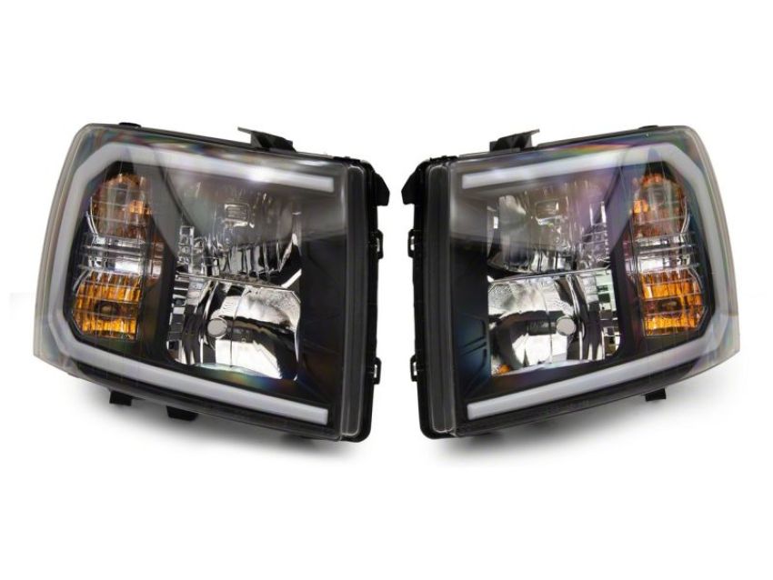 Raxiom S138004 07-13 Chevrolet Silverado 1500 Axial Headlights w/ SEQL LED Bar- Blk Housing (Clear Lens)
