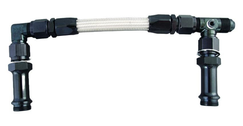 FRAGOLA FRG920002-BL #6 Fuel Line Kit 7/8-20 Dual Inlet 4150 Black