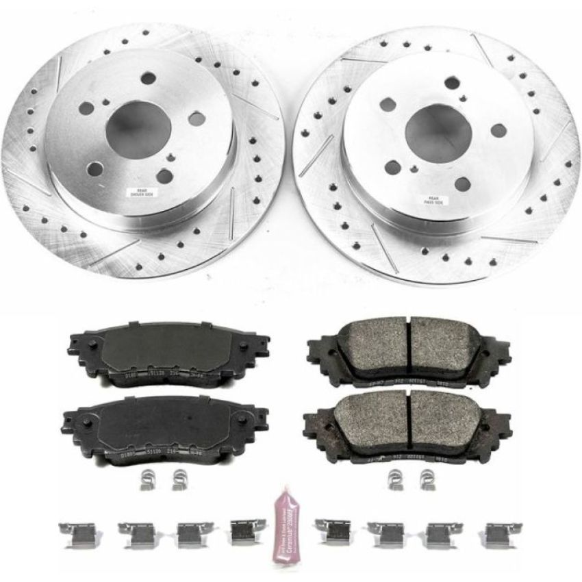 PowerStop K7739 Z23 Daily Driver Carbon-Fiber Ceramic Brake Pad and Drilled & Slotted Rotor Kit