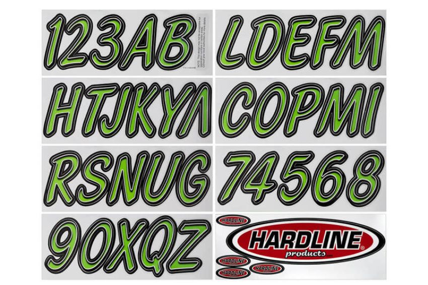 Hardline KIBKG400 Boat Lettering Registration Kit 3 in. - 400 Kiwi Green/Black