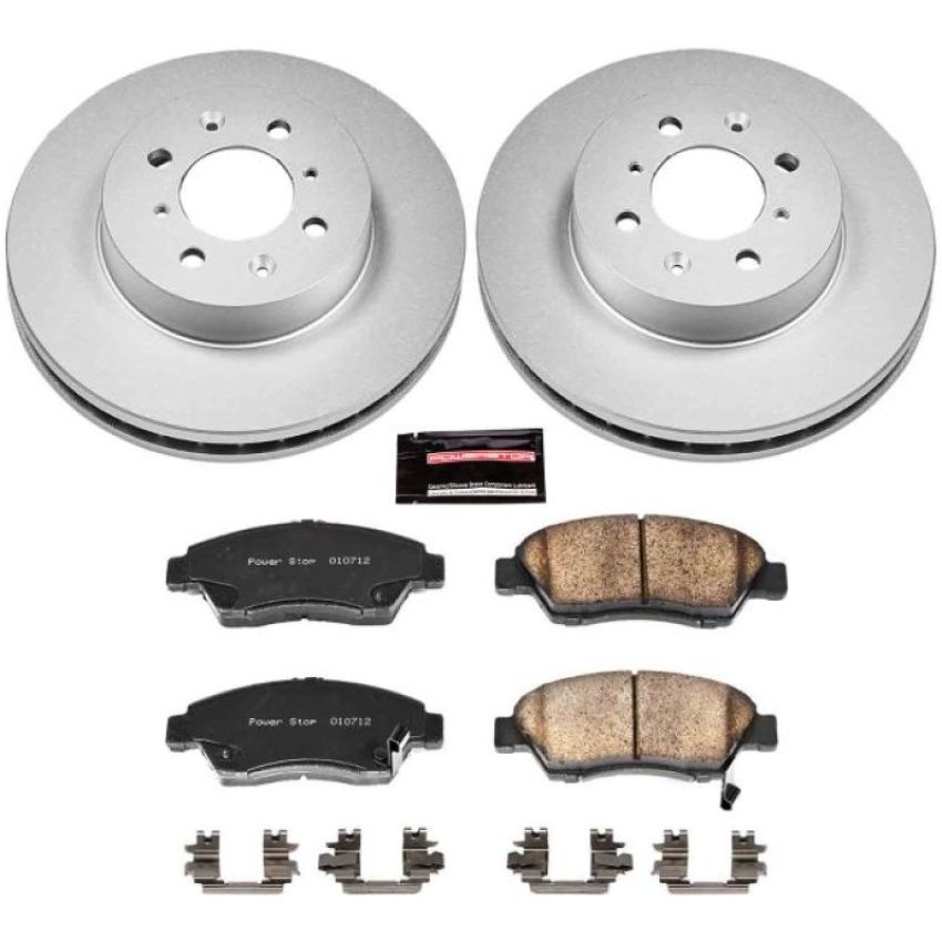 PowerStop CRK694 Genuine Geomet Coated Rotor and Low-Dust Ceramic Brake Pad Kit