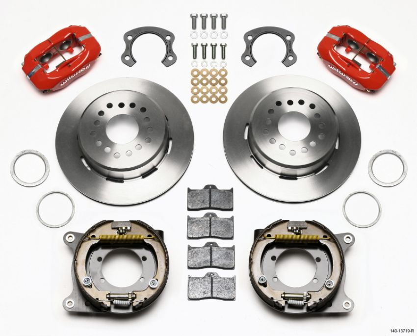 Wilwood 140-13719-R Forged Dynalite P/S Park Brake Kit Red Ford 8.8 Special w/2.50in Offset-5 Lug