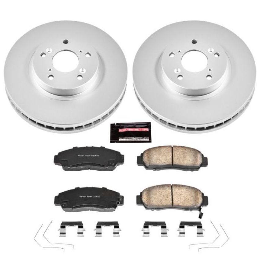 PowerStop CRK5392 Genuine Geomet Coated Rotor and Low-Dust Ceramic Brake Pad Kit