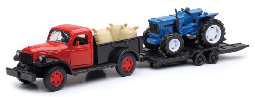 New Ray Toys SS-54296B 1946 Dodge Power Wagon with Farm Tractor/ Scale - 1:32