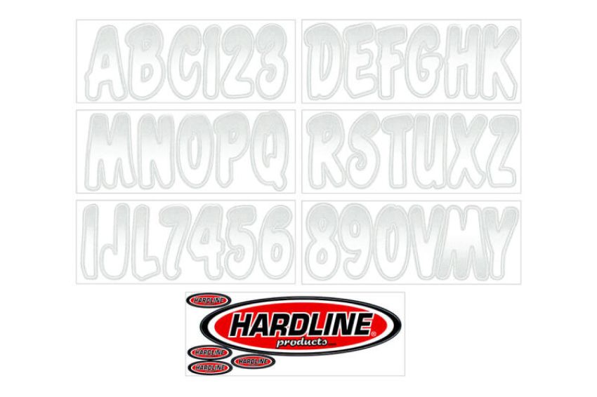 Hardline WHSIG200 Boat Lettering Registration Kit 3 in. - 200 White/Silver