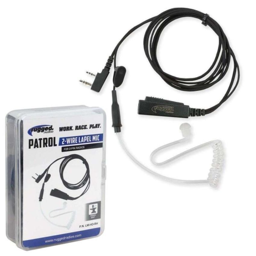 Rugged Radios LM-HD-RH Lapel Mic - 2 Wire with Acoustic Tube for Handheld Radios