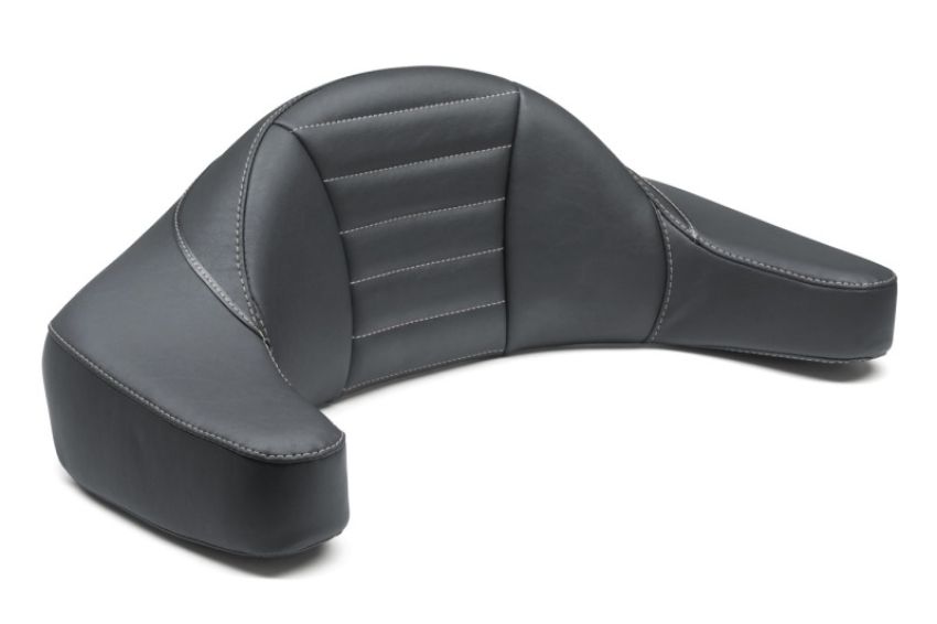 Mustang Motorcycle 79013GM Mustang 93-13 HD FL Super Touring Extended Arm Wrap-Around Backrest Deluxe - Black w/Grey Stitching