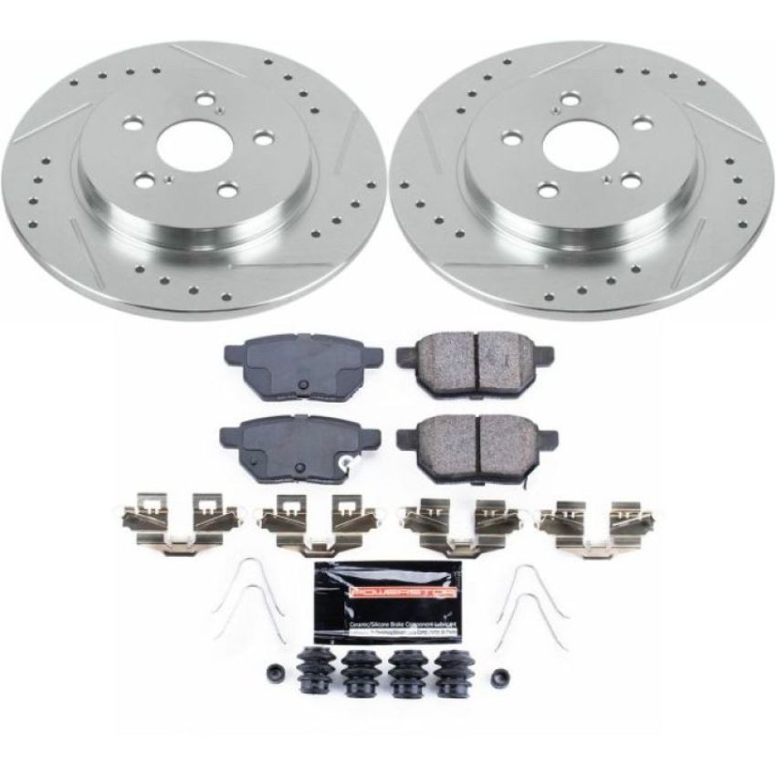 PowerStop K6498 Z23 Daily Driver Carbon-Fiber Ceramic Brake Pad and Drilled & Slotted Rotor Kit