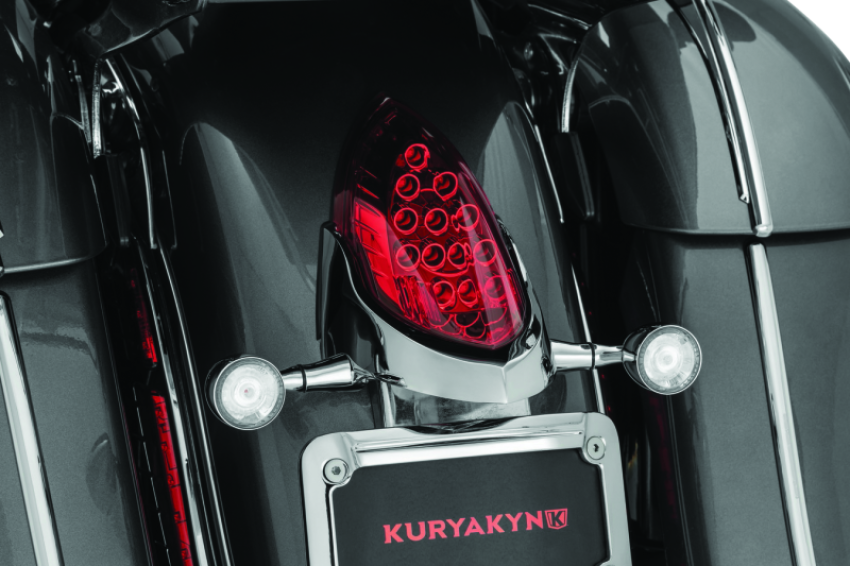 Kuryakyn 3128 Rear Turn Signal & License Plate Mount Indian Chrome