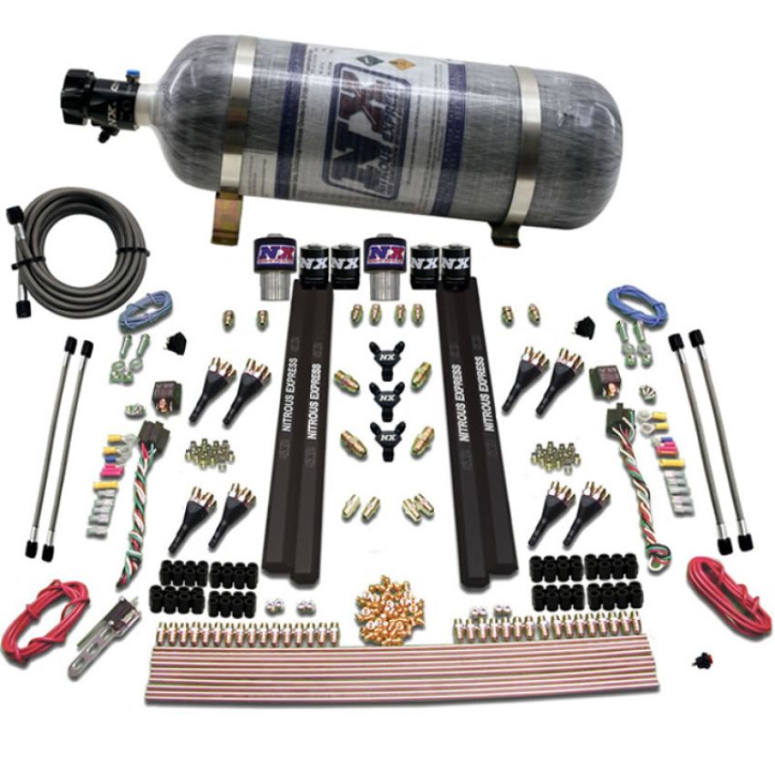 Nitrous Express 90209-12 SX2 DUAL STG/GAS/RAILS 8 NZLS (200-1200HP) W/ COMPOSITE BOTTLE