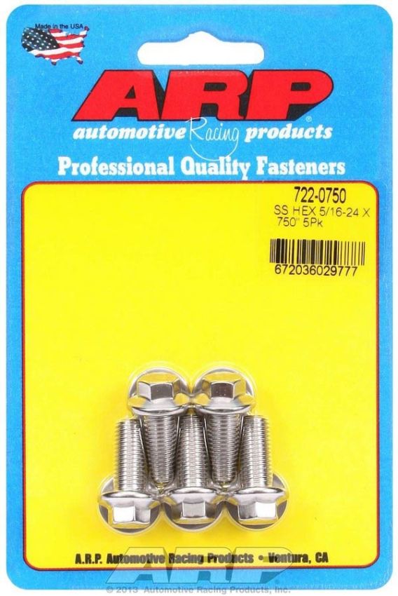 ARP ARP722-0750 S/S Bolt Kit - 6pt. (5) 5/16-24 x .750