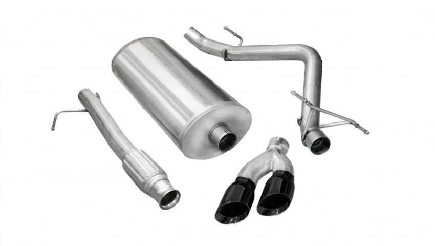 Corsa Performance 14900BLK 3.0in. Cat-Back Single Side Exit with Twin 4.0in. Black PVD Pro-Series Tips