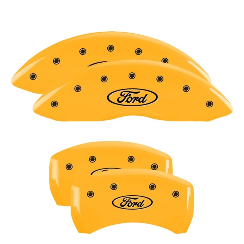 MGP 10229SFRDYL 4 Caliper Covers Engraved Front & Rear Oval logo/Ford Yellow finish black ch