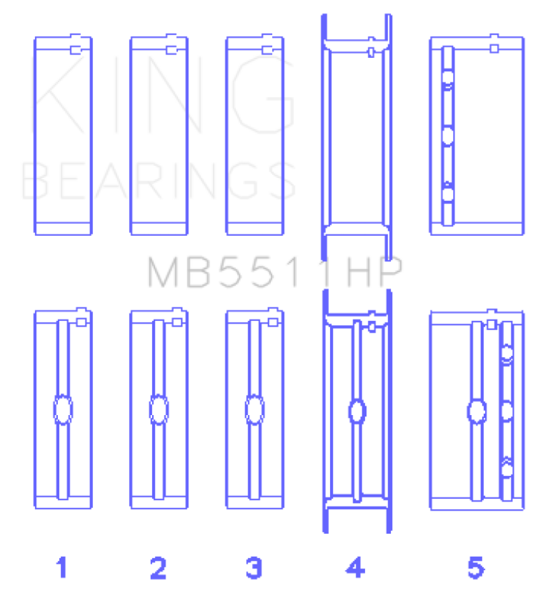 King GM 326/350/389/400 w/ 3in Main (Size STD) Main Bearing Set