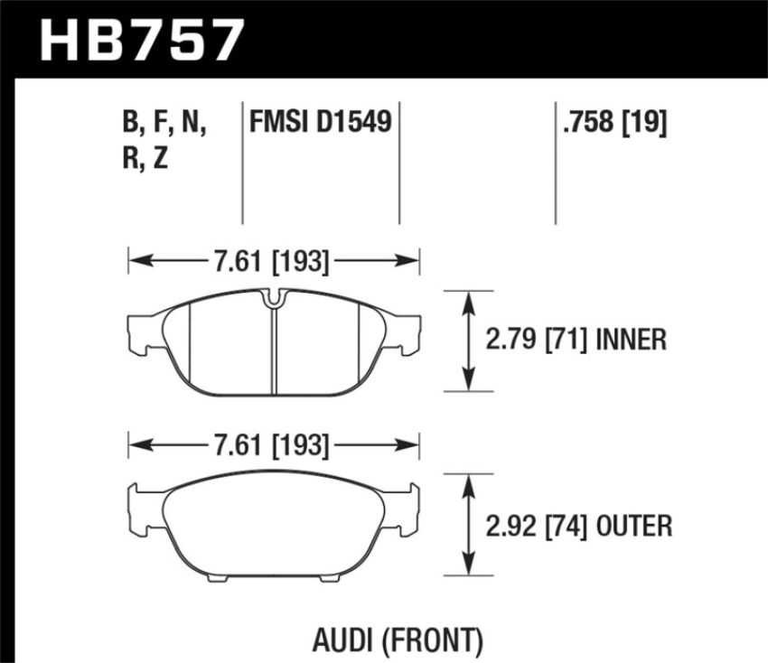 Hawk Performance HB757Z.758 Performance Ceramic Disc Brake Pad