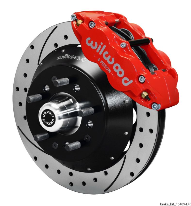 Wilwood 140-15409-DR Narrow Superlite 6R Dust Seal Front Hub Kit 14.00in Drill Red 67-69 Camaro 64-72 Nova