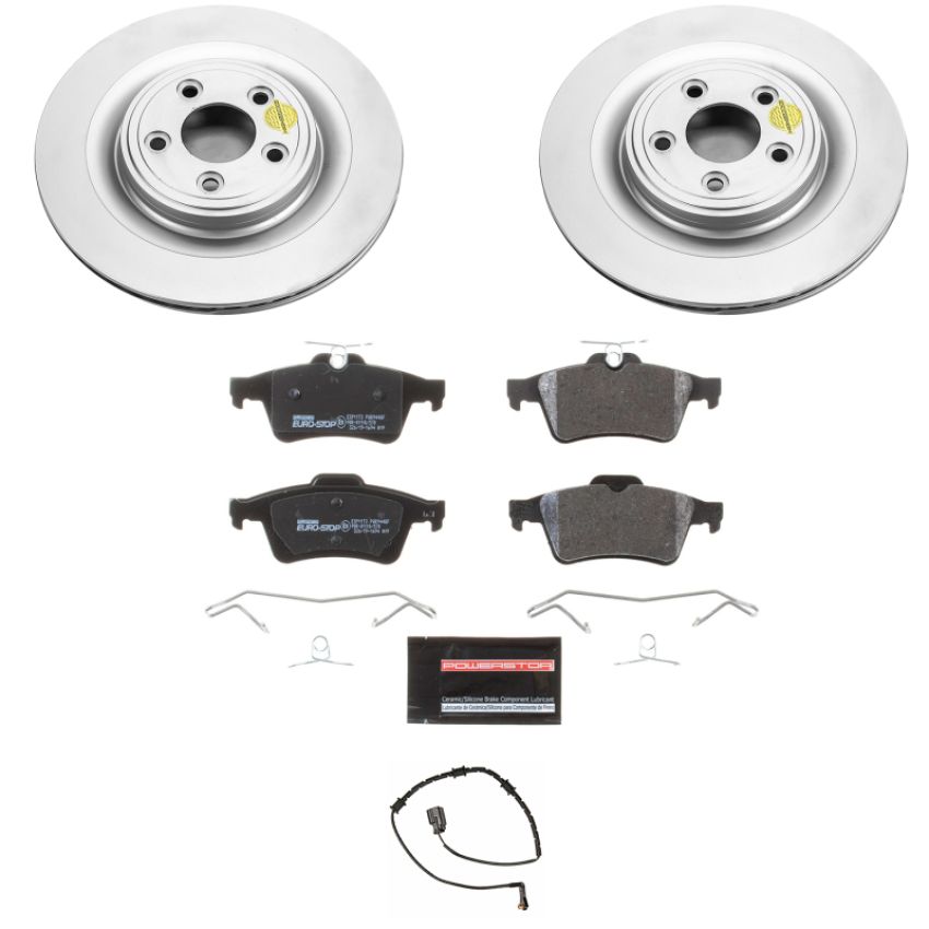 PowerStop ESK6279 Genuine Geomet Coated Rotors, ECE-R90 Brake Pads + Hardware Kit