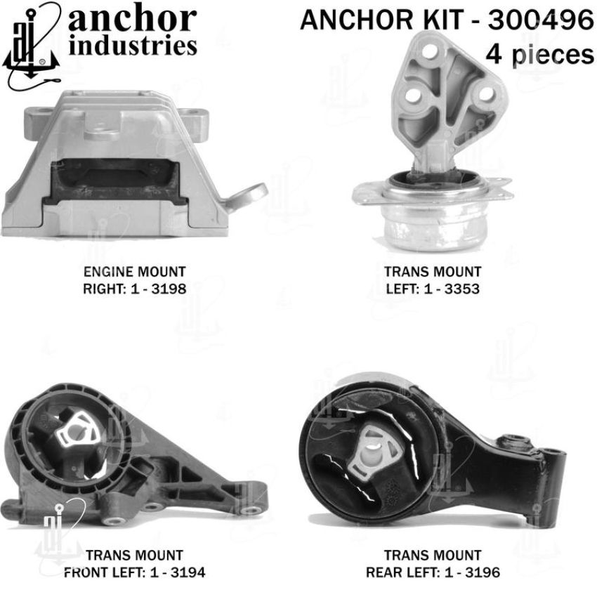 ANCHOR MOUNTS 300496 ENGINE MNT KIT