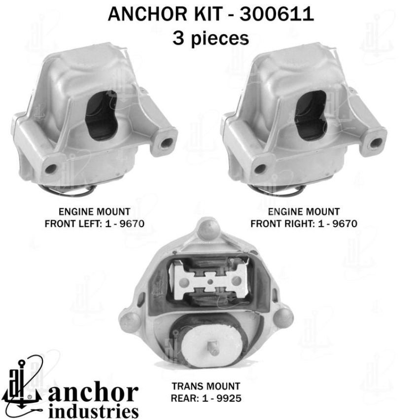 ANCHOR MOUNTS 300611 ENGINE MNT KIT