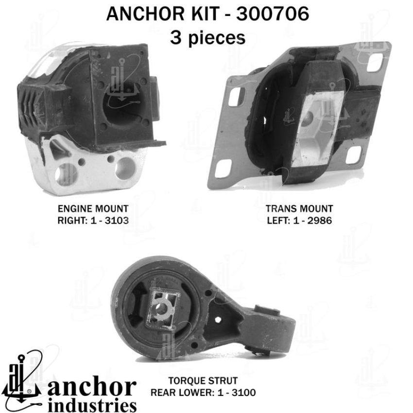 ANCHOR MOUNTS 300706 ENGINE MNT KIT