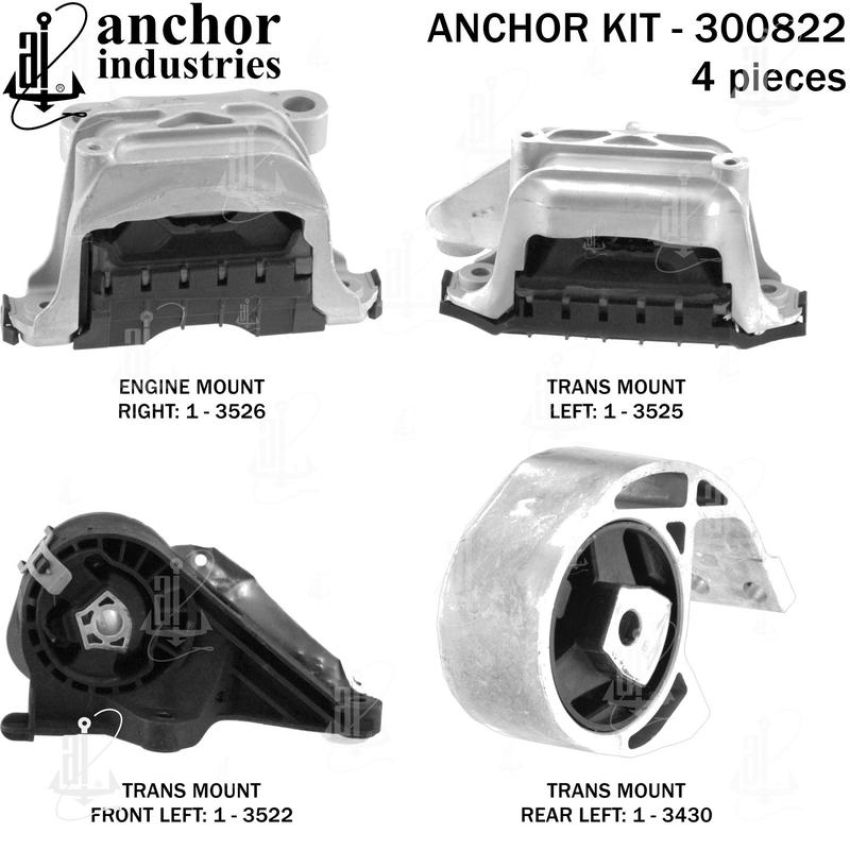 ANCHOR MOUNTS 300822 ENGINE MNT KIT