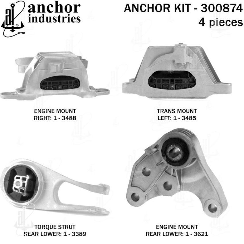 ANCHOR MOUNTS 300874 ENGINE MNT KIT