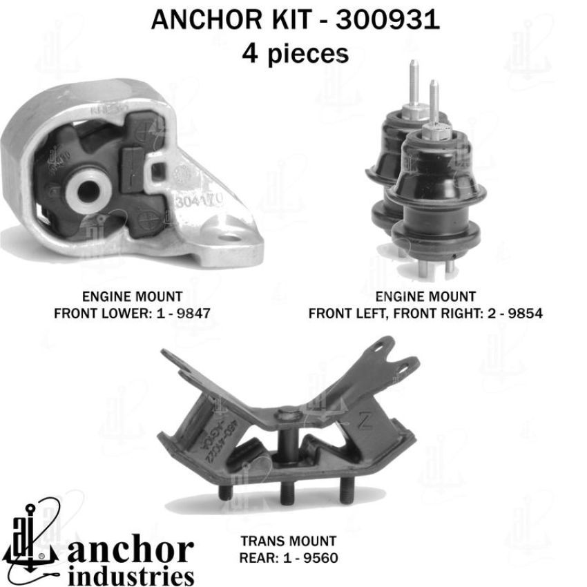 ANCHOR MOUNTS 300931 ENGINE MNT KIT